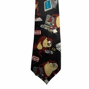 Vintage 1999 Looney Tunes Mania Tie : Taz Office Work Graphic Print